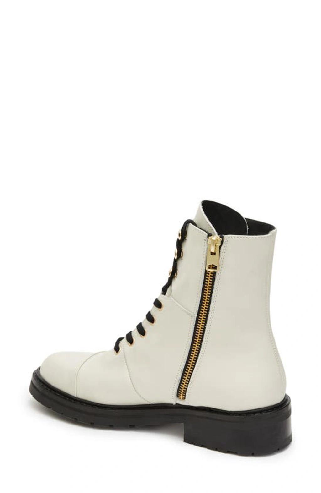 Dusty Cap Toe Combat Boot In White Product Image