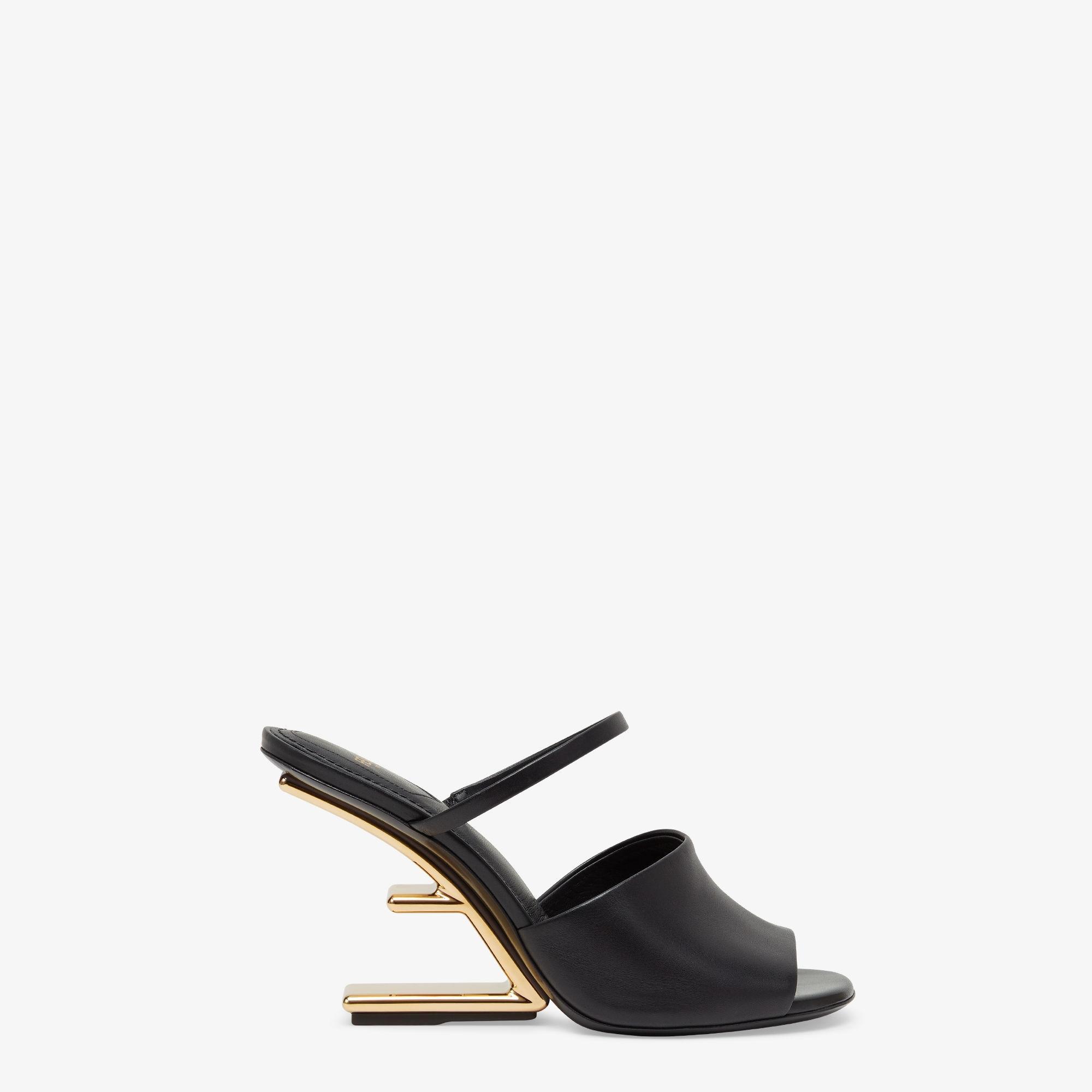 Fendi FirstBlack leather high-heeled sandals Product Image