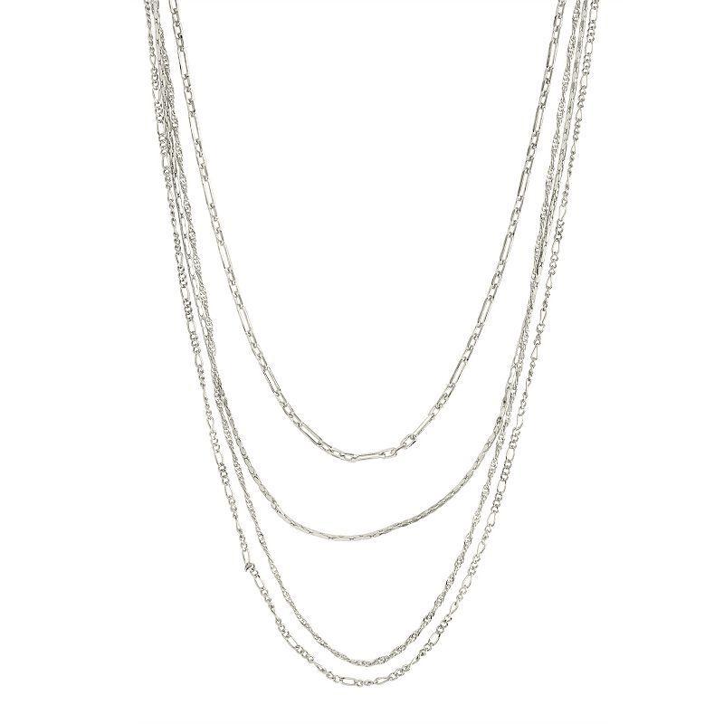 MC Collective Cable & Link Chain Multi-Layered Necklace, Womens Silver Tone Product Image