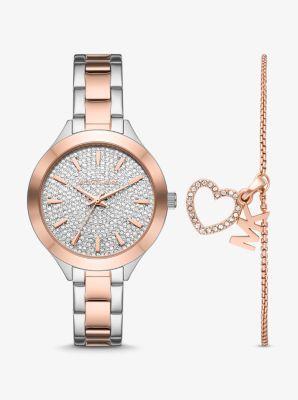 Michael Kors Women's Slim Runway Two-Tone Stainless Steel Bracelet Watch Set 38mm, 2-Piece - Two Tone Product Image