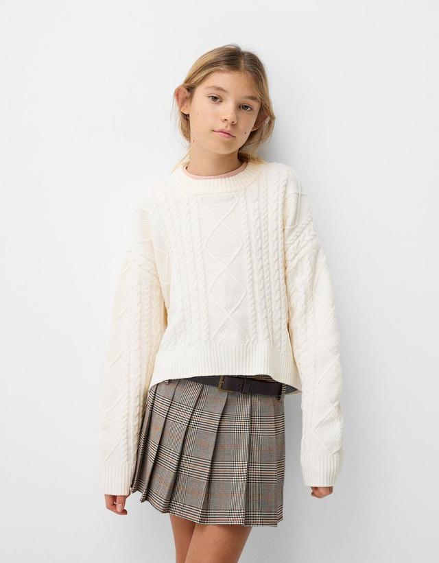 Cable-knit crew neck sweater Product Image