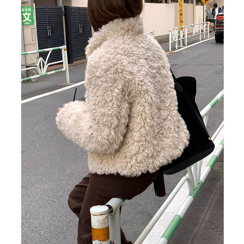 Furry Crop Zip-Up Coat Product Image