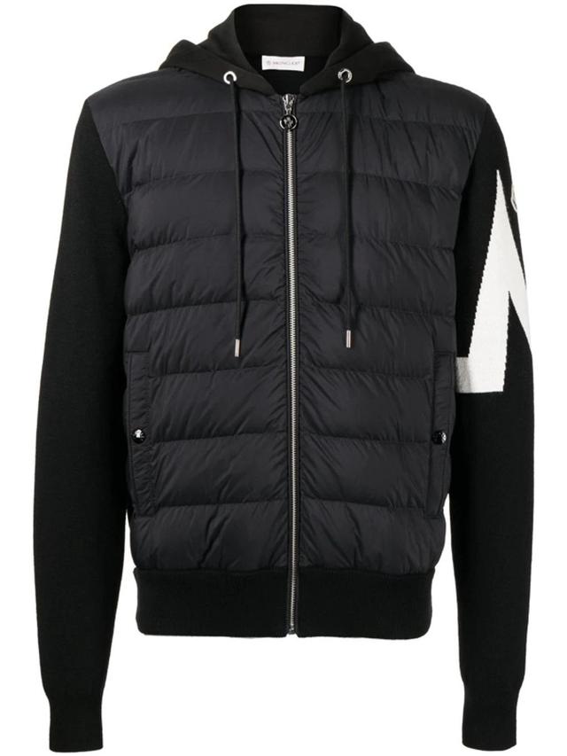 Quilted Cardigan With Hood In Black Product Image