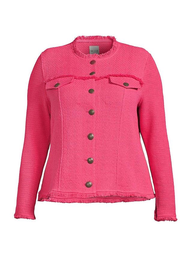 Womens Utility Fringe Mix Knit Jacket Product Image