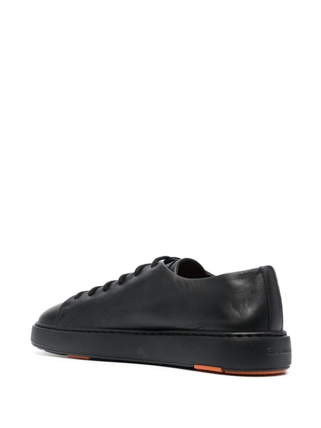 SANTONI Leather Low-top Sneakers In Schwarz Product Image