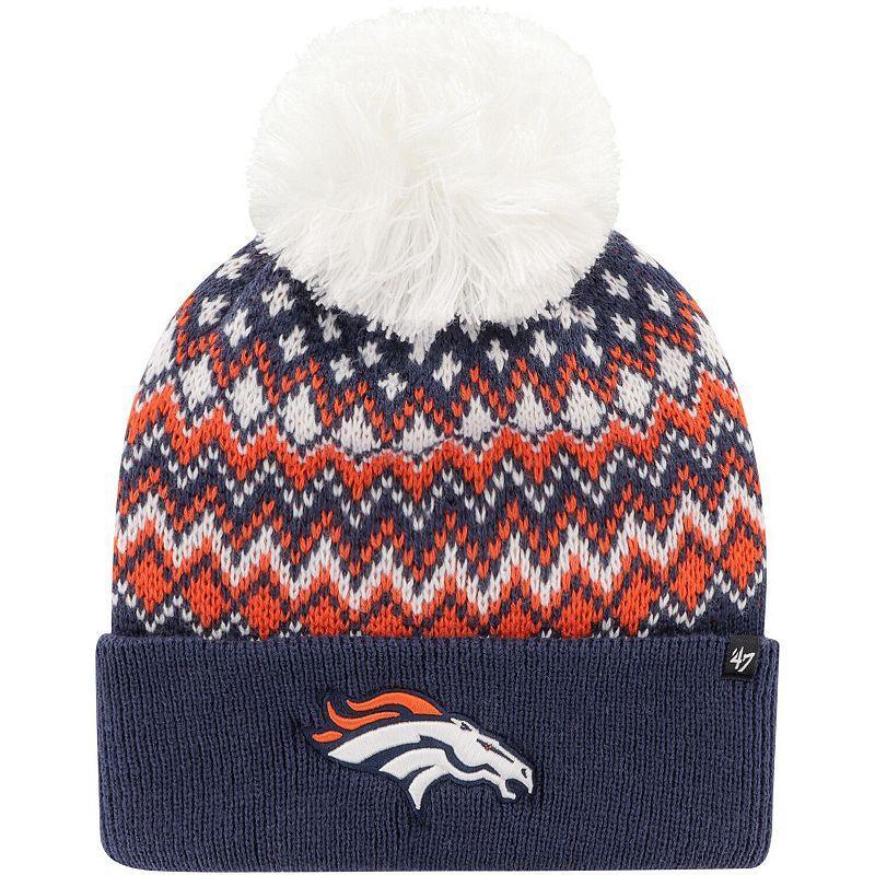 Womens 47 Denver Broncos Elsa Cuffed Knit Hat with Pom, Blue Product Image