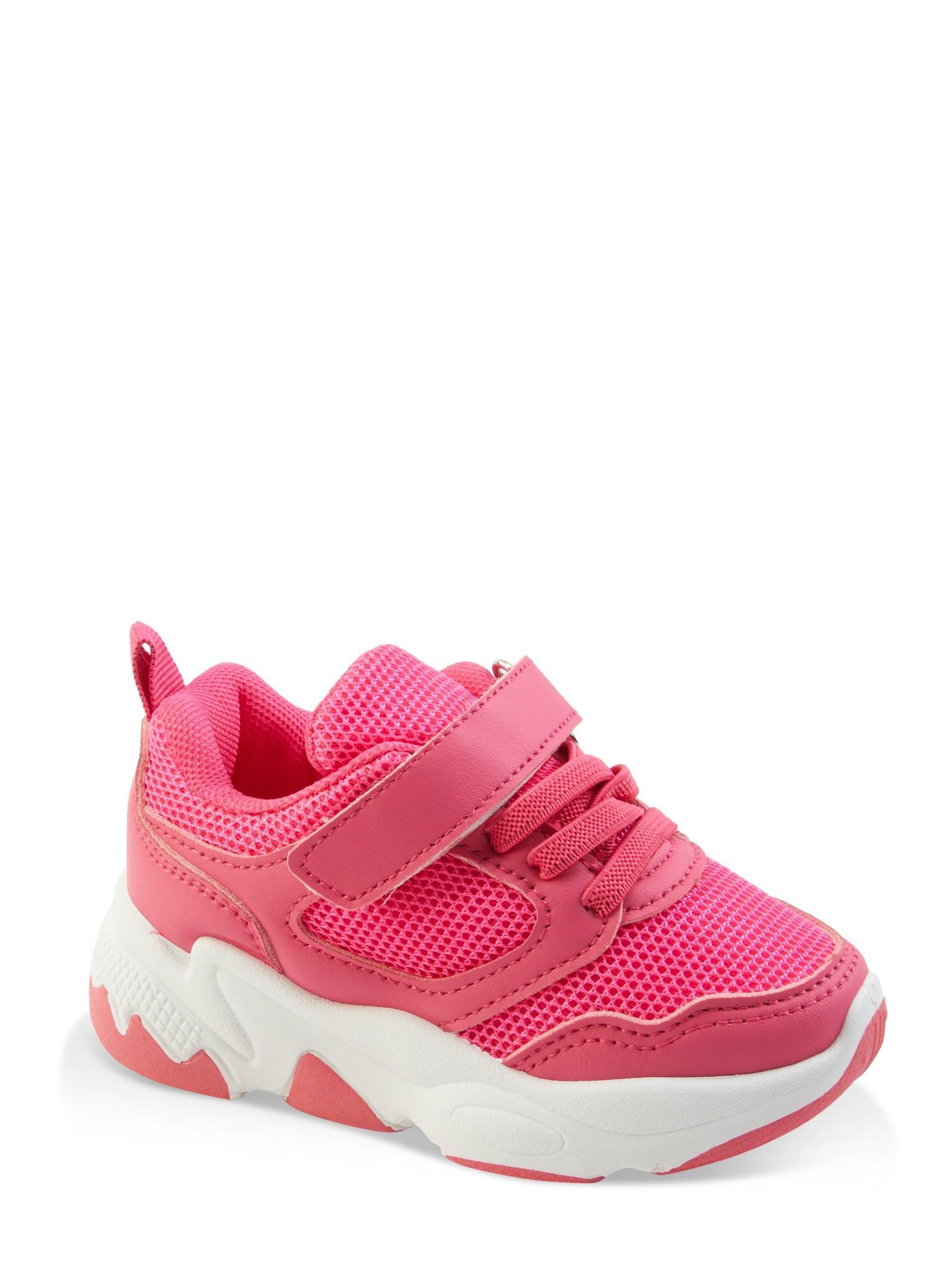 Womens Toddler Girls Mesh Detail Velcro Strap Sneakers Product Image