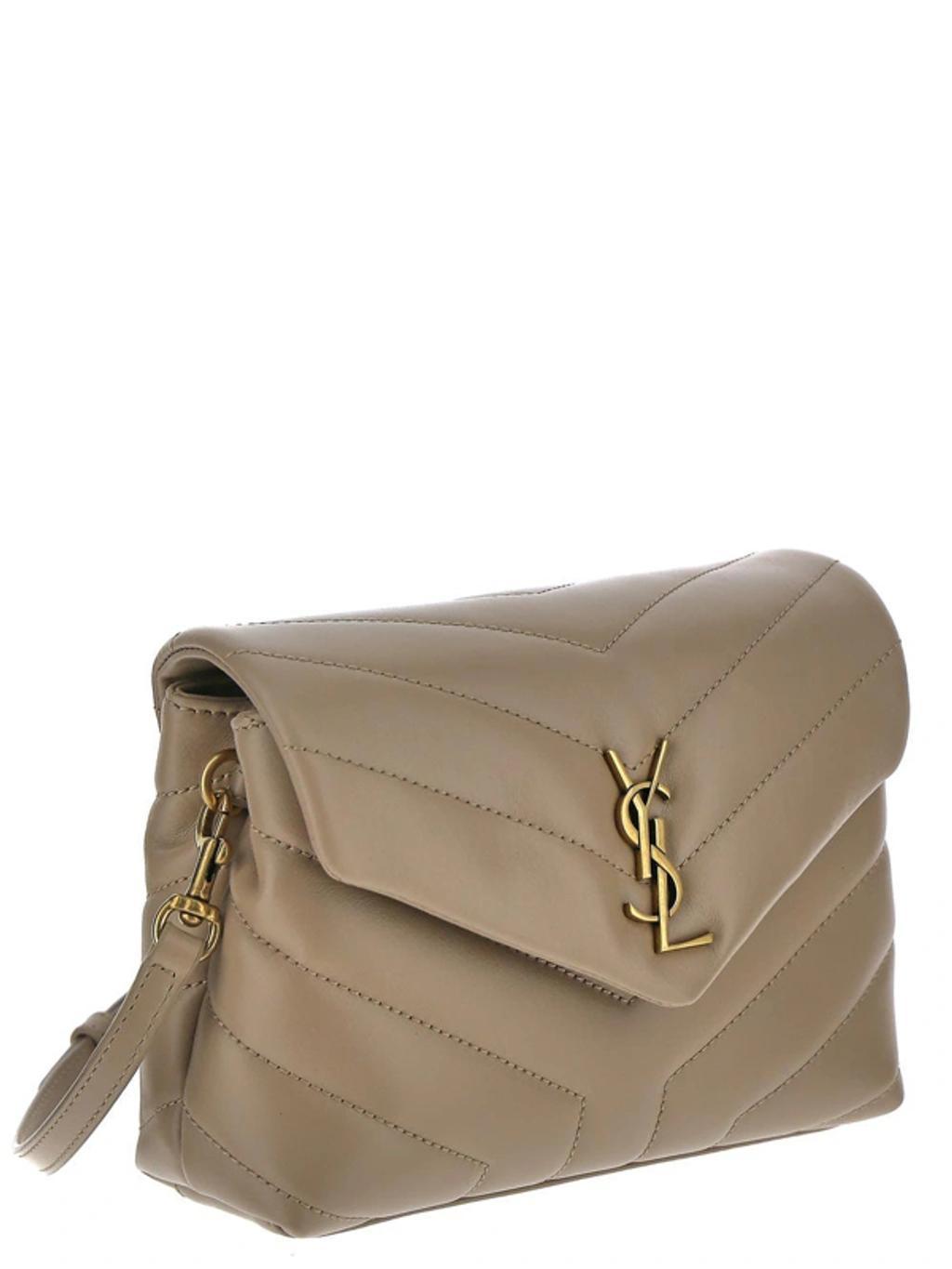 SAINT LAURENT Loulou Toy Strap Bag In Quilted "y" Leather In Beige Product Image