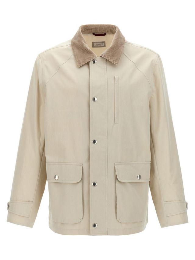 Cotton-gabardine Field Jacket In Chalk Product Image