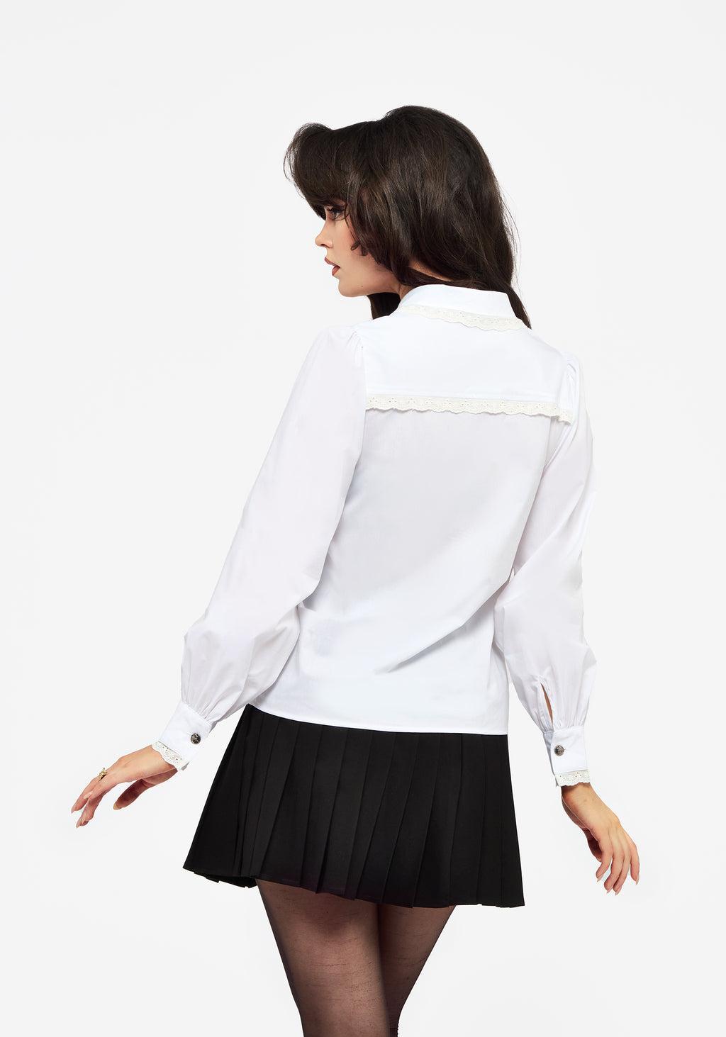 Grace Lace Trim Button Up Shirt Product Image