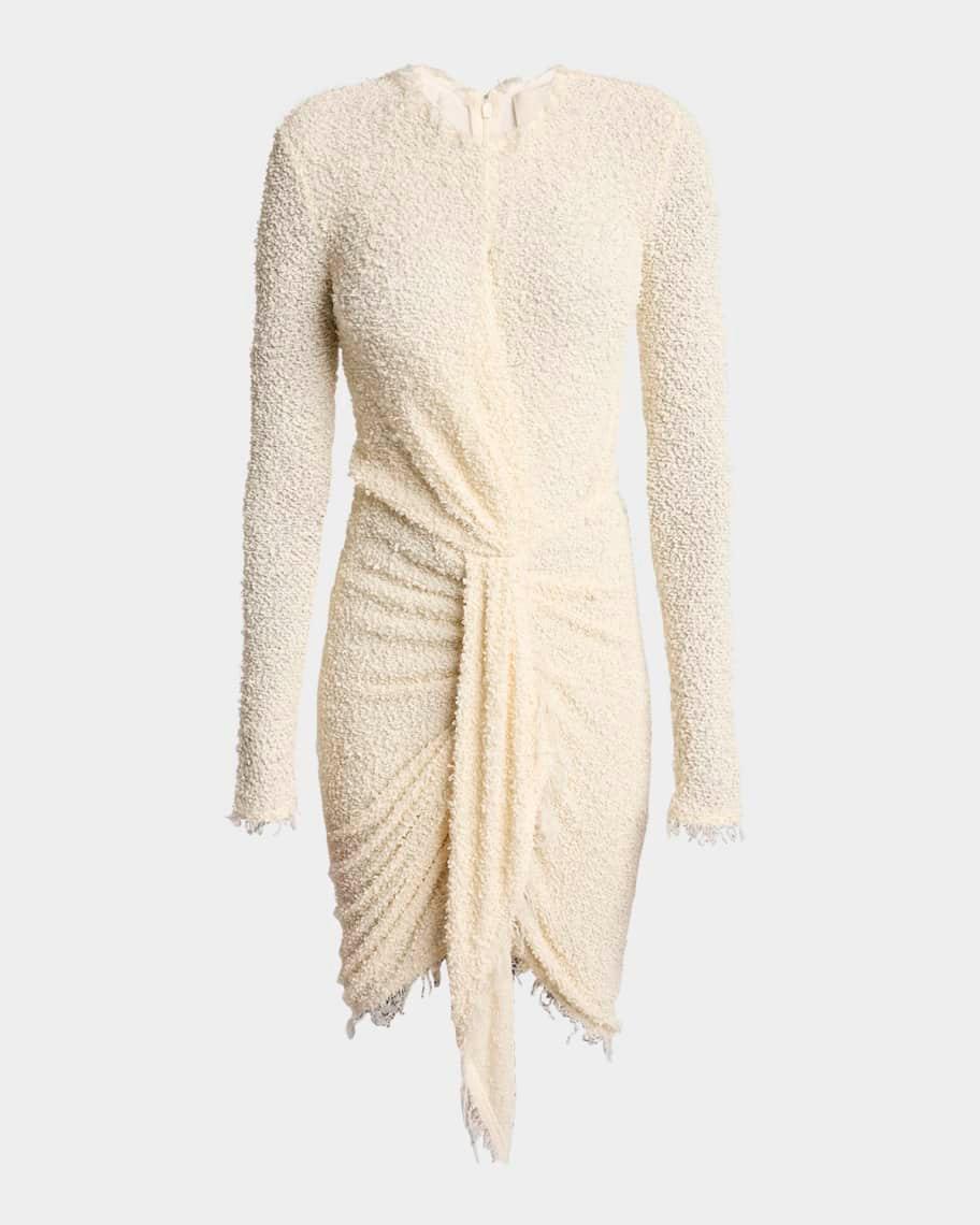 Ophelie Long-Sleeve Draped Boucle Dress Product Image