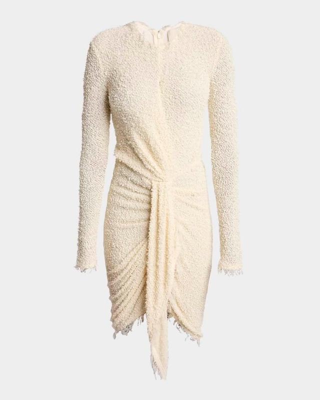 Ophelie Long-Sleeve Draped Boucle Dress Product Image