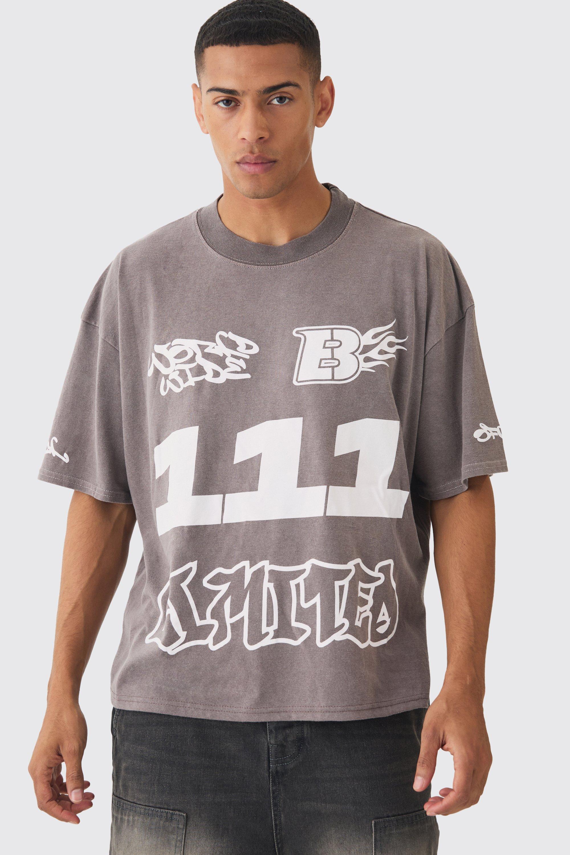 Oversized Moto Print T-shirt | boohooMAN USA product image