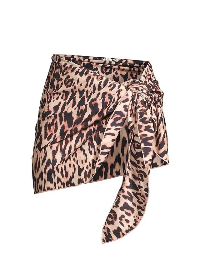 Womens Sculpting Leopard-Print Short Sarong - Leopard - Size 10 Product Image