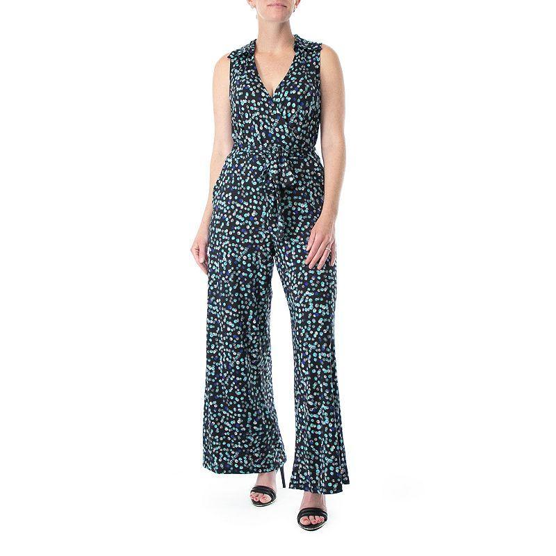 Womens Nina Leonard Print Surplice Wide-Leg Jumpsuit Product Image