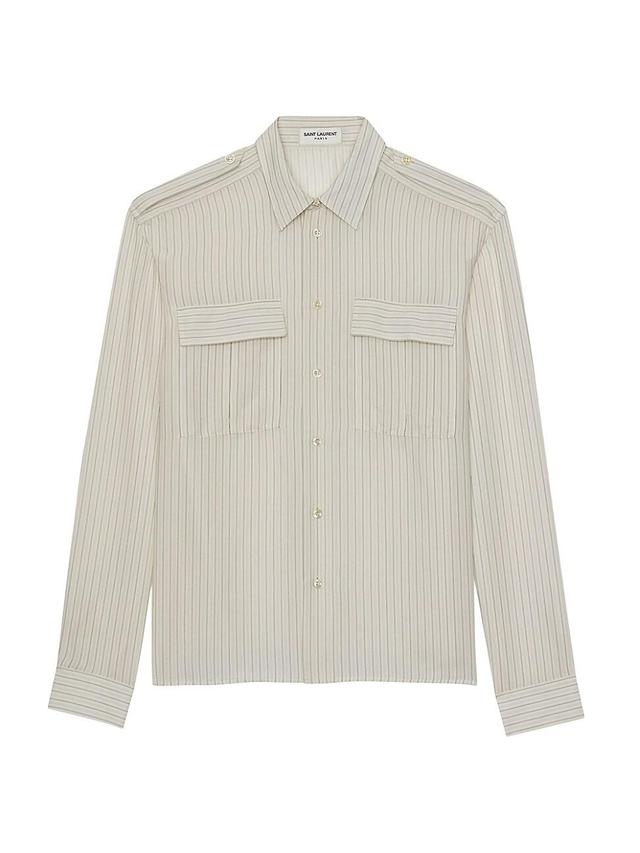 Mens Shirt In Striped Silk Satin Product Image