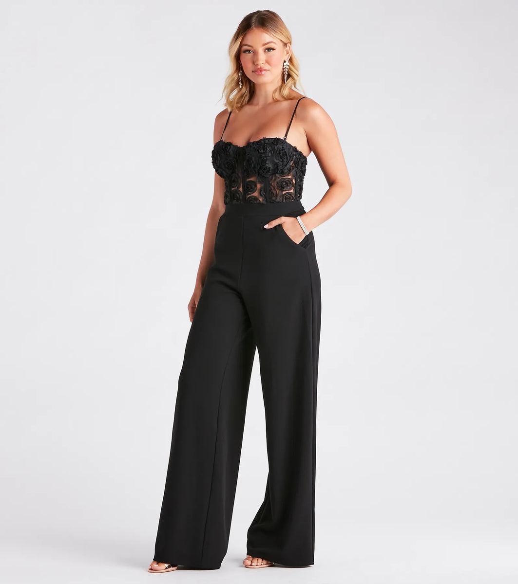 Bare Necessities Floral Applique Corset Jumpsuit Product Image