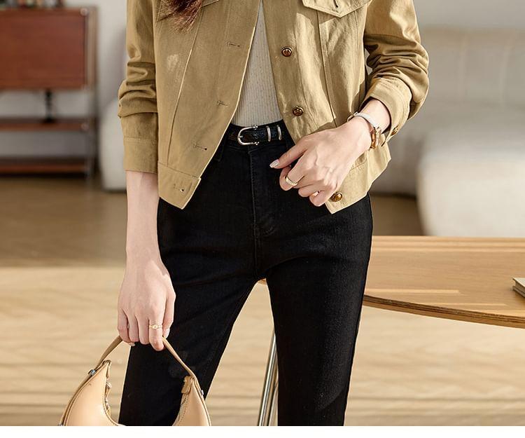 Collared Button-Up Plain Jacket Product Image