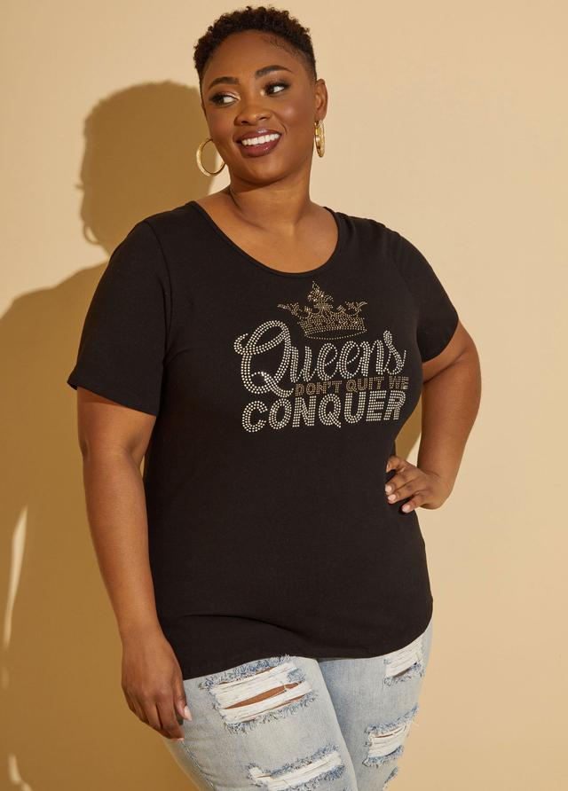 Plus Size Queens Conquer Embellished Tee Ashley Stewart Product Image