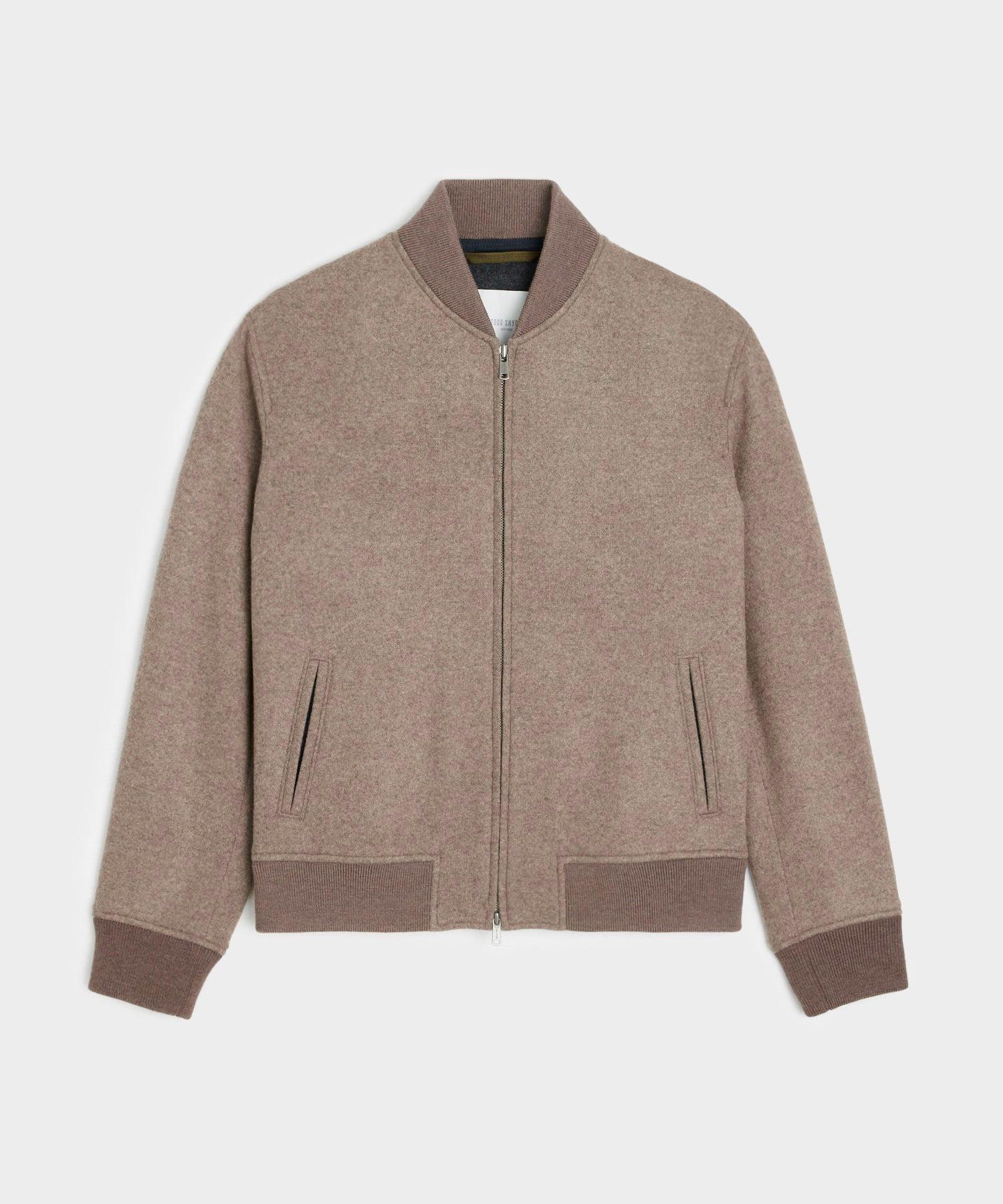 Italian Cashmere Bomber in Taupe Product Image