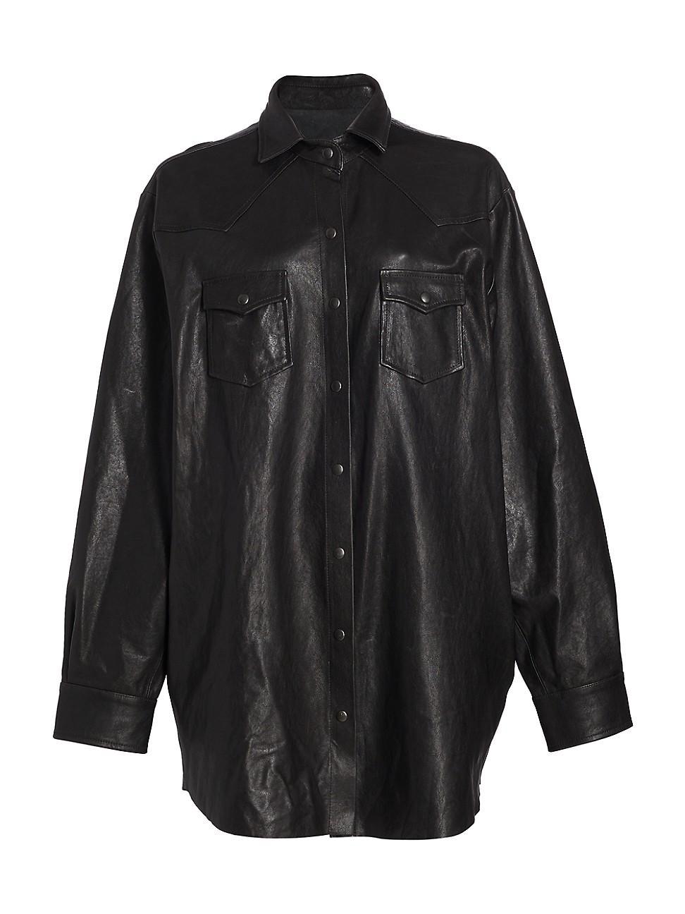 Womens Stefy Leather Oversized Shirt Product Image