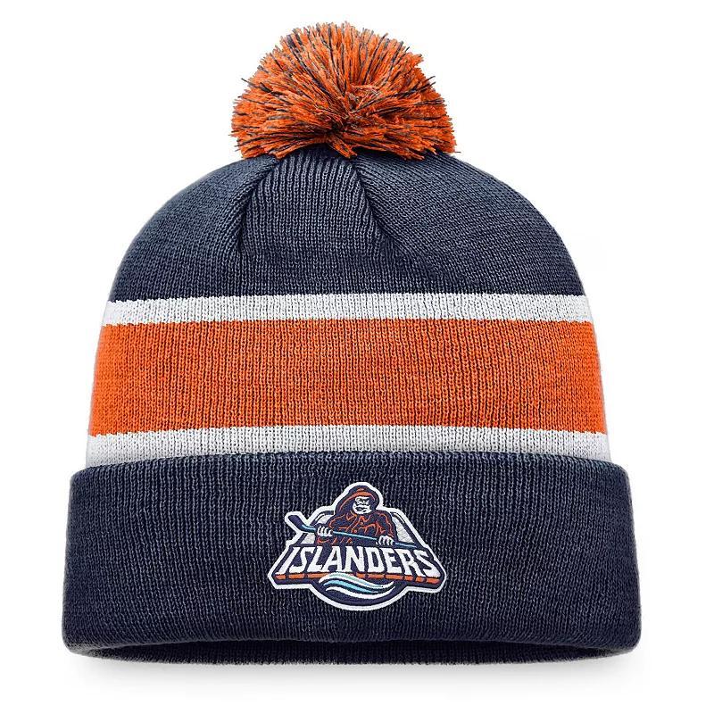 Mens Fanatics Branded Navy/Orange New York Islanders Special Edition Cuffed Knit Hat with Pom, Isl Blue Product Image