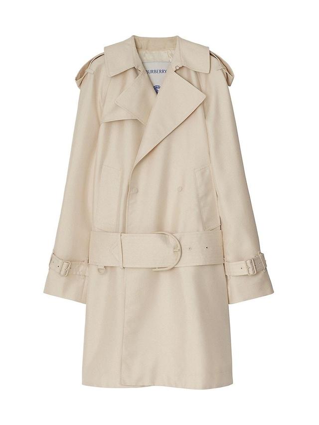Womens Silk-Blend Belted Trench Coat Product Image