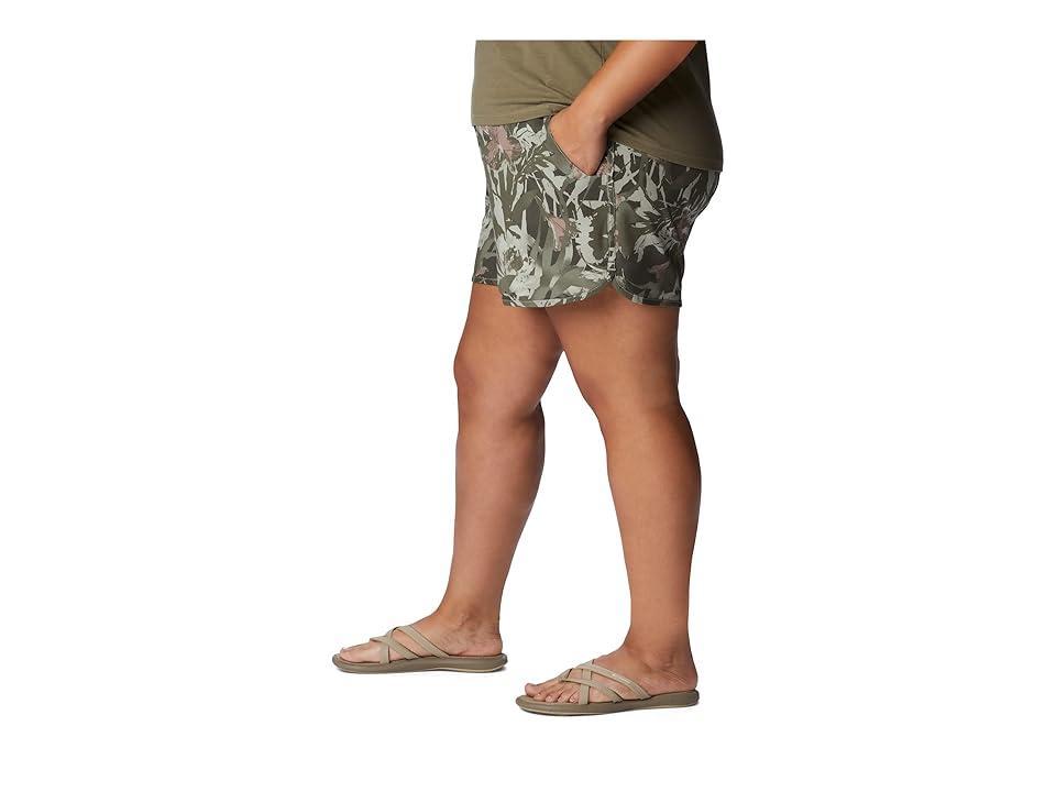 Columbia Plus Size Pleasant Creek 5 Stretch Shorts (Stone /Floriculture) Women's Shorts Product Image