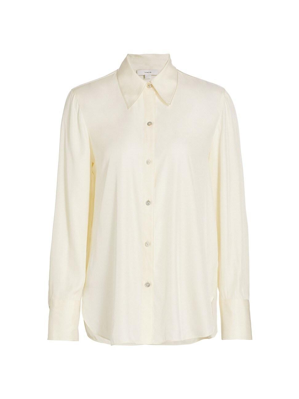 Womens Silk-Blend Button-Up Shirt Product Image