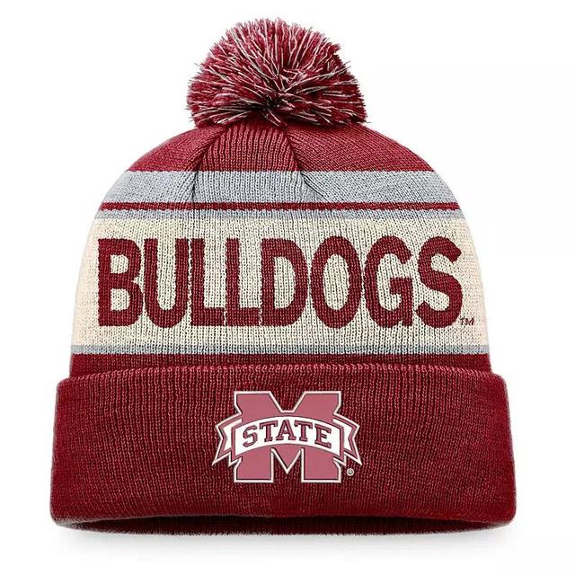 Mens Top of the World Maroon Mississippi State Bulldogs Prime Cuffed Knit Hat with Pom Product Image