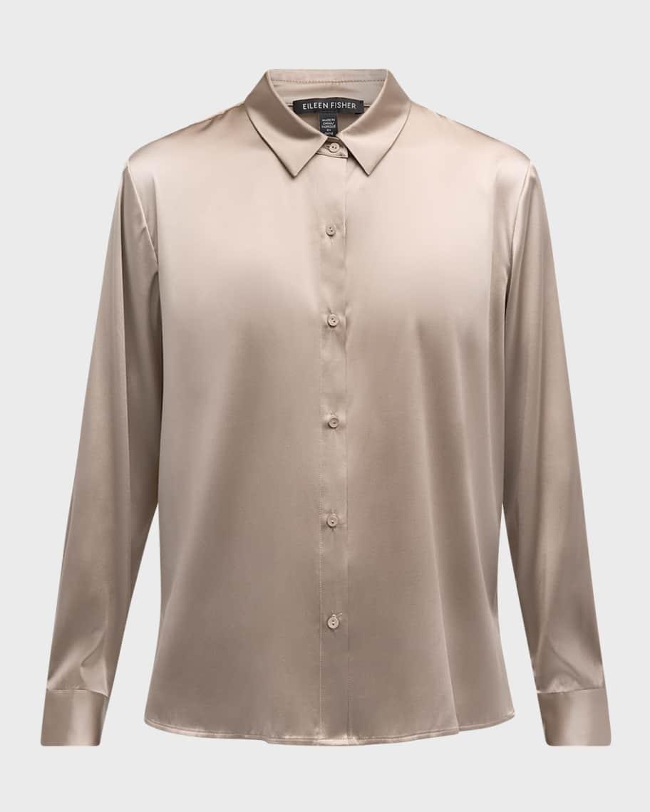 Petite Stretch Silk Charmeuse Easy Shirt Product Image