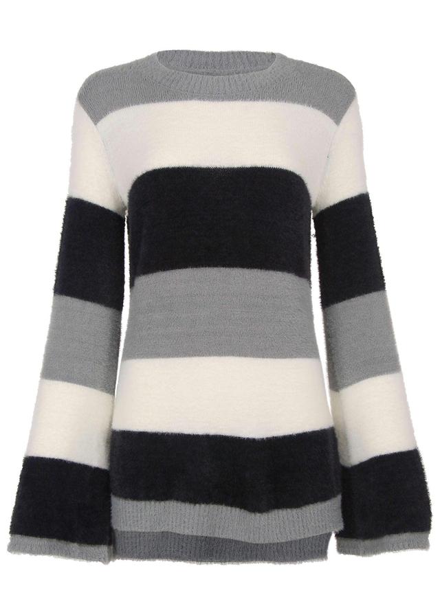 Eyelash Striped Sweater  - Black & White Product Image