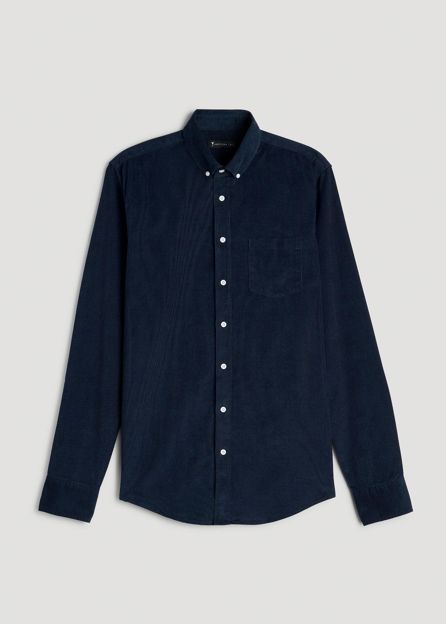 Pincord Button Shirt for Tall Men in Evening Blue Male Product Image