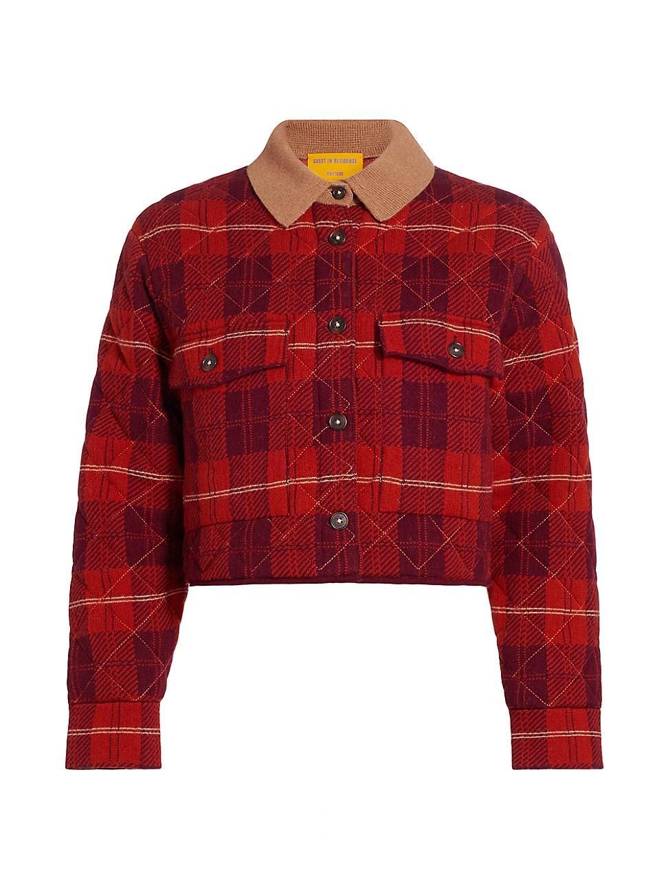 Womens Plaid Wool-Cashmere Crop Jacket Product Image