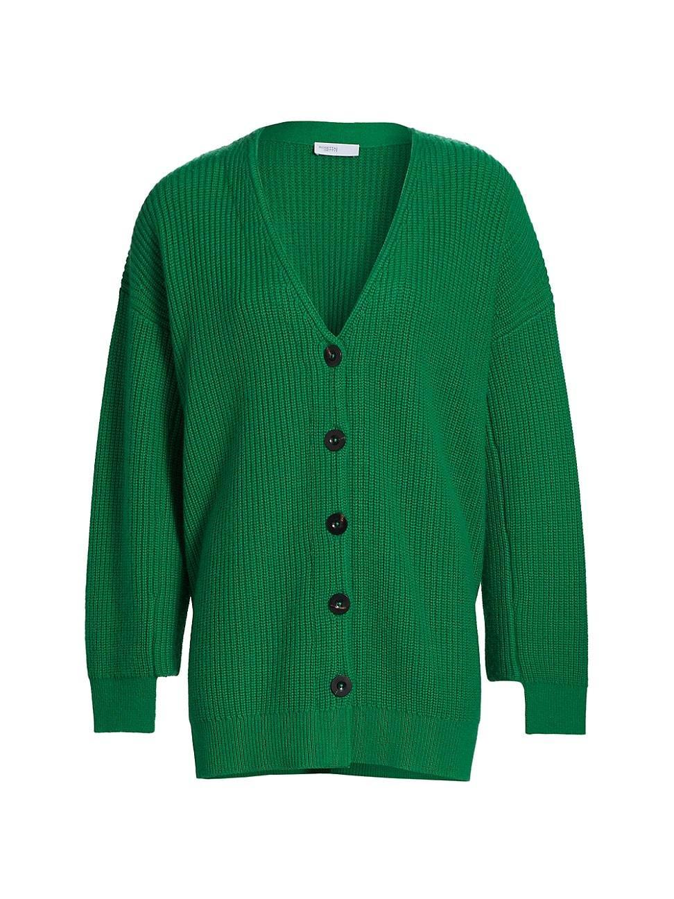 Womens Rib-Knit Wool-Cashmere Cardigan product image