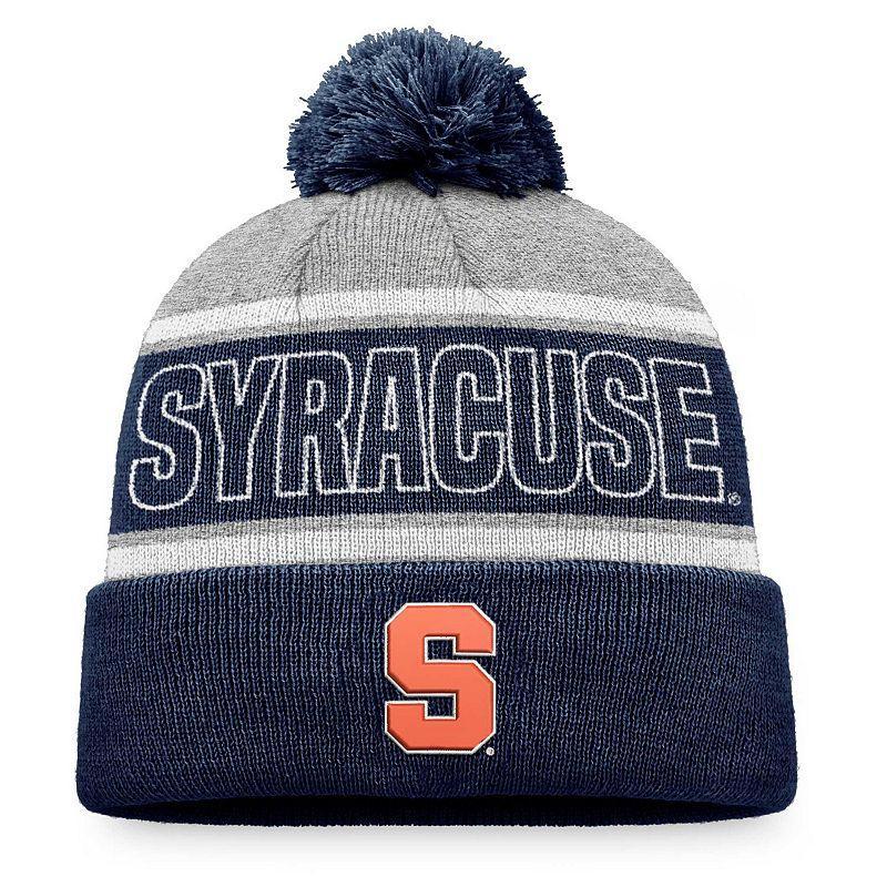 Mens Top of the World /Heather Gray Syracuse Orange Cuffed Knit Hat with Pom, Blue Product Image