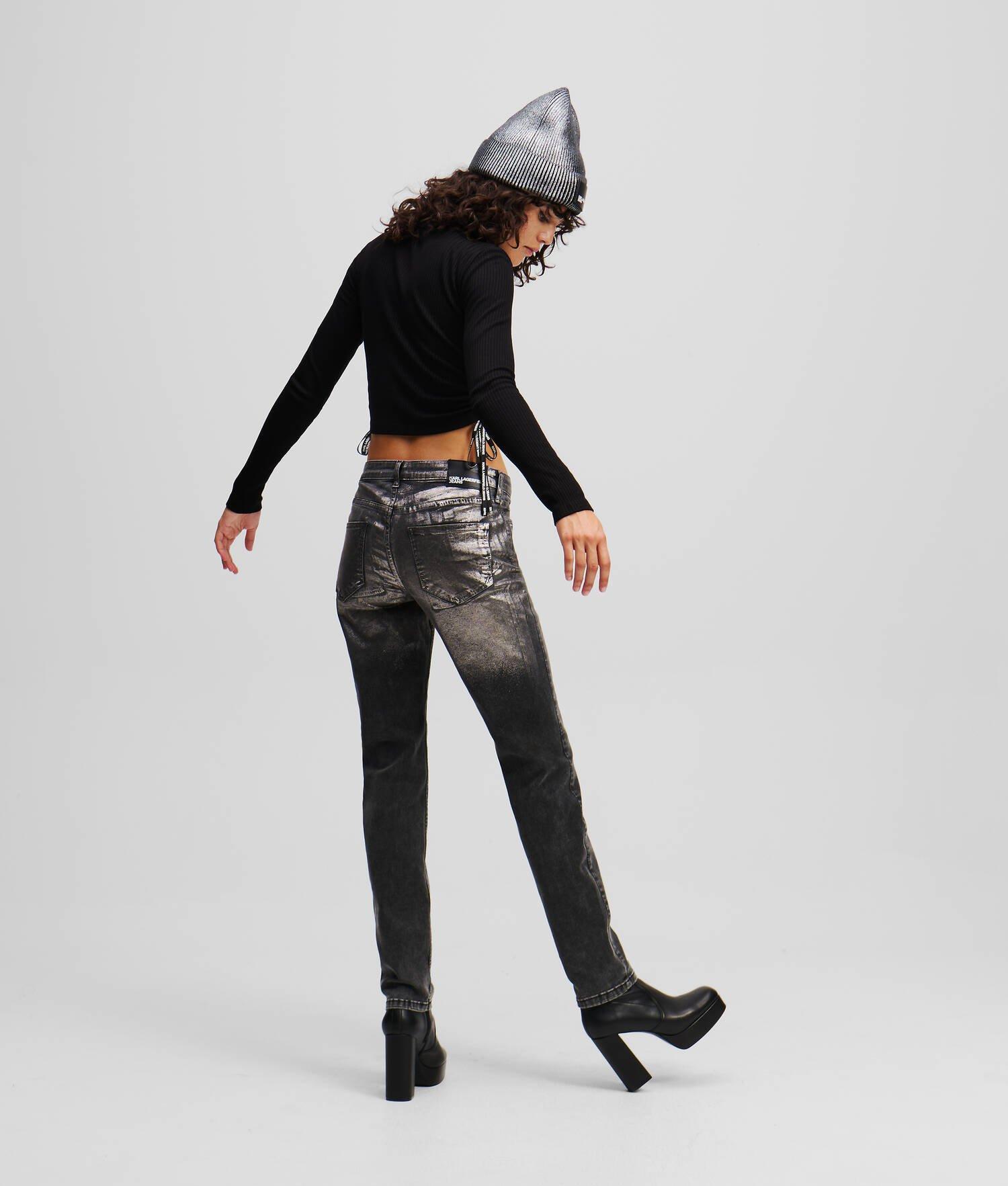 COATED MID-RISE SLIM JEANS Product Image