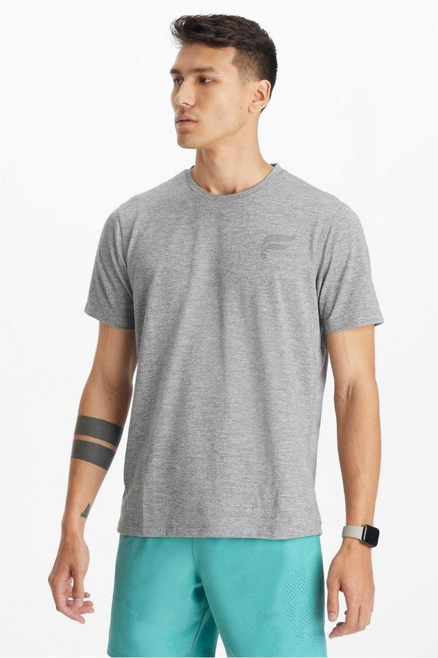 Fabletics Men The Front Row Graphic Tee male Grey Heather Fast Silicone Graphic Logo Size XS Product Image