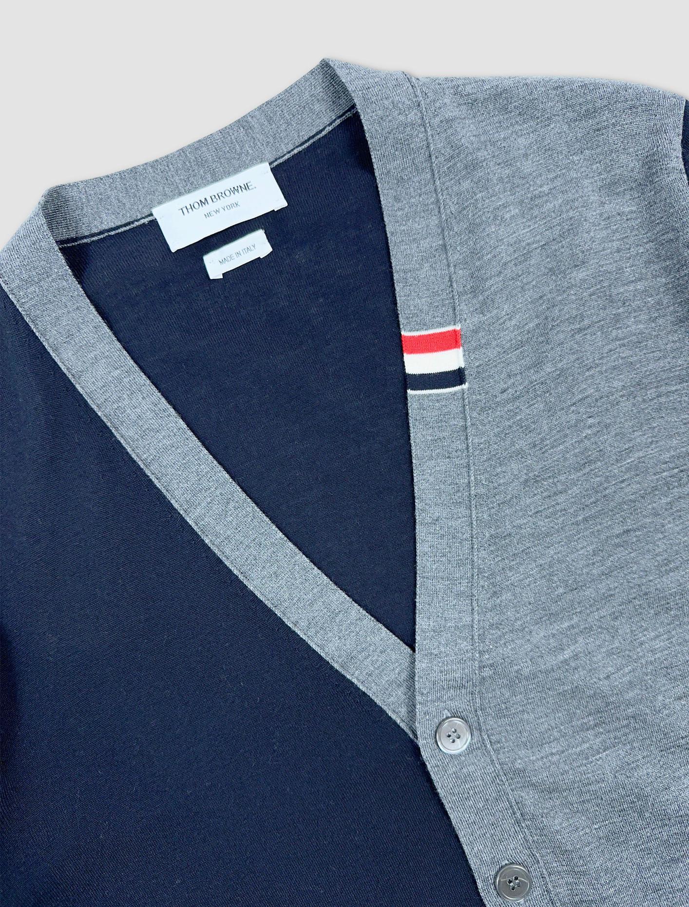 THOM BROWNE Fun-mix V-neck Cardigan In Navy Product Image