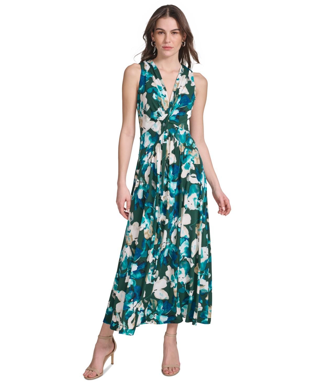 Women's Printed V-Neck Twist-Front Maxi Dress Product Image