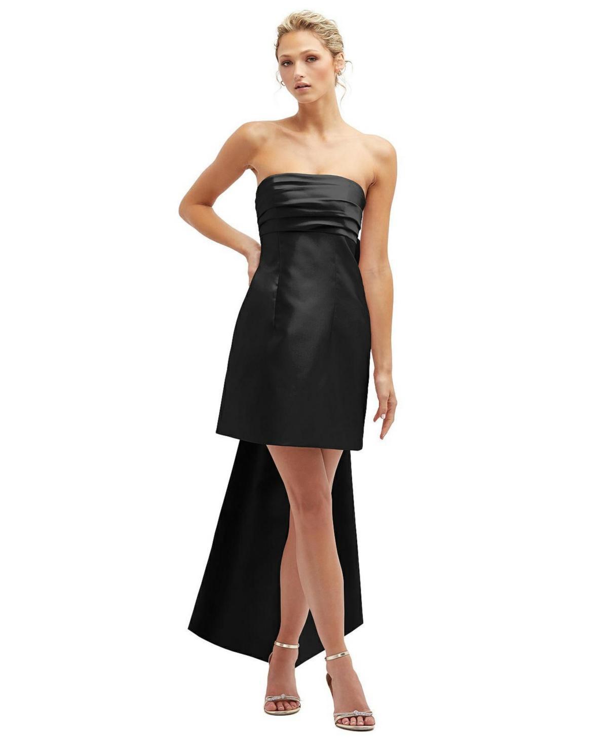 Alfred Sung Womens Strapless Satin Column Mini Dress with Oversized Bow product image