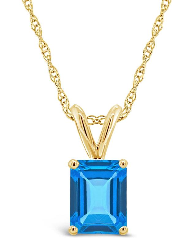 Celebration Gems 14k Gold Emerald Cut Blue Topaz Pendant Necklace, Womens Product Image