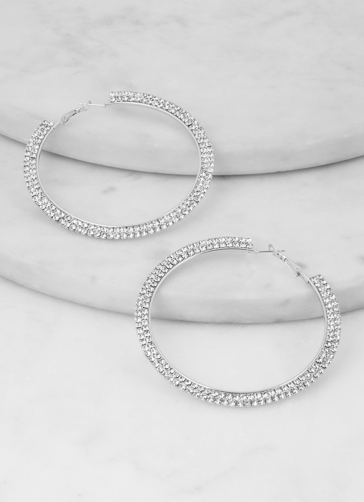 Rhinestone Open Circle Statement Earrings Female Product Image