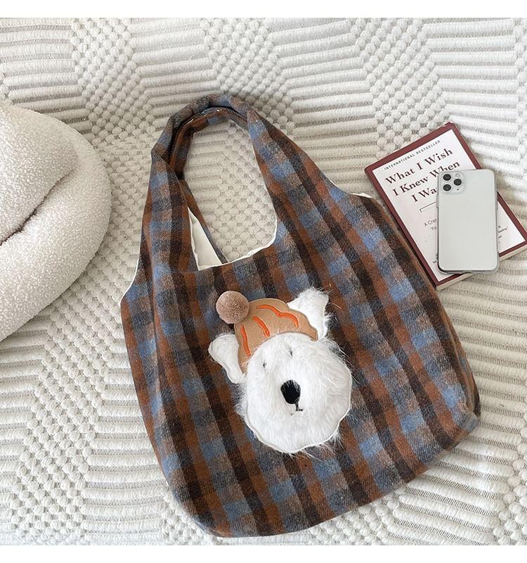 Plaid Dog Applique Tote Bag Product Image