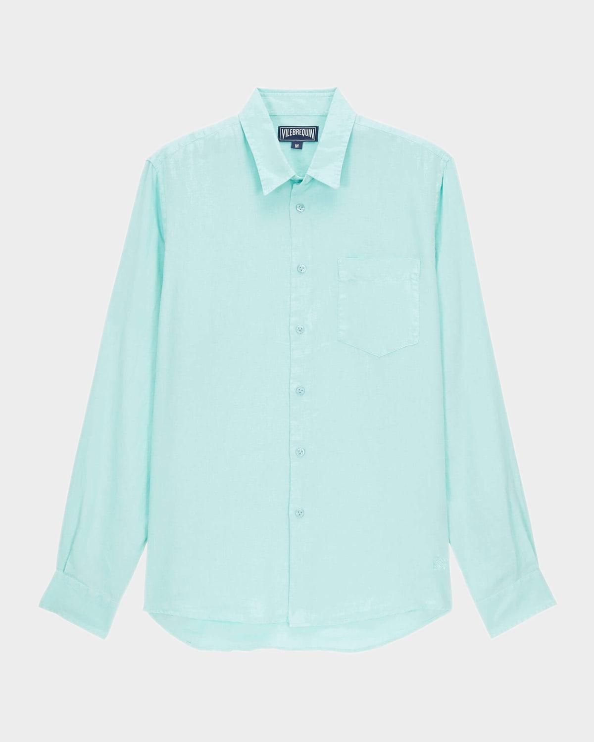 Mens Caroubis Solid Linen Sport Shirt Product Image