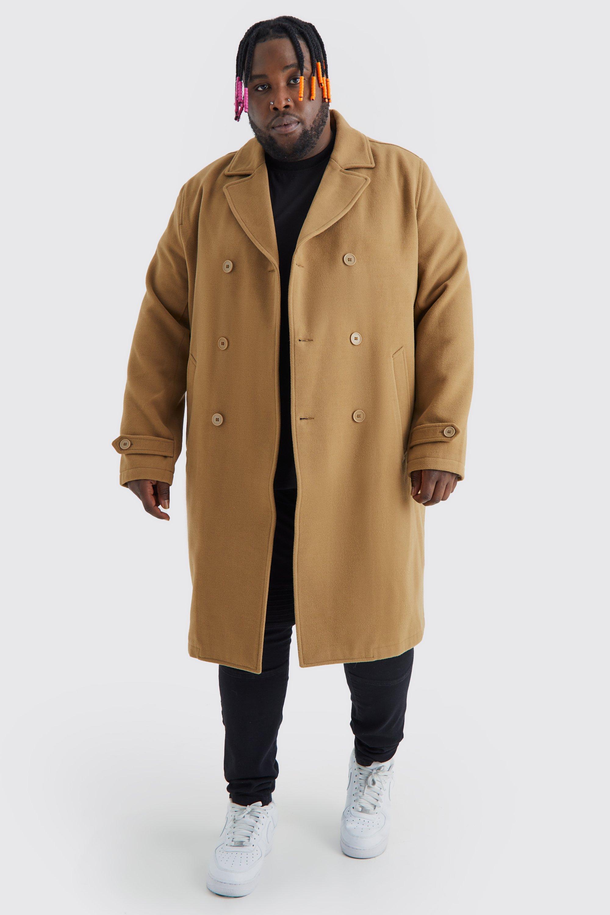 Plus Double Breasted Wool Look Overcoat | boohooMAN USA Product Image