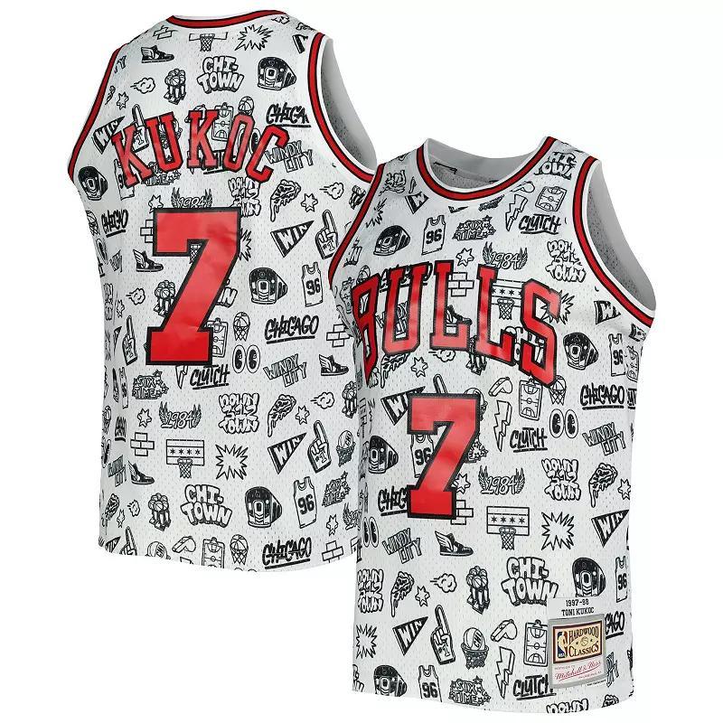 Mens Mitchell & Ness Toni Kukoc Chicago Bulls 1997-98 Hardwood Classics Doodle Swingman Jersey Product Image