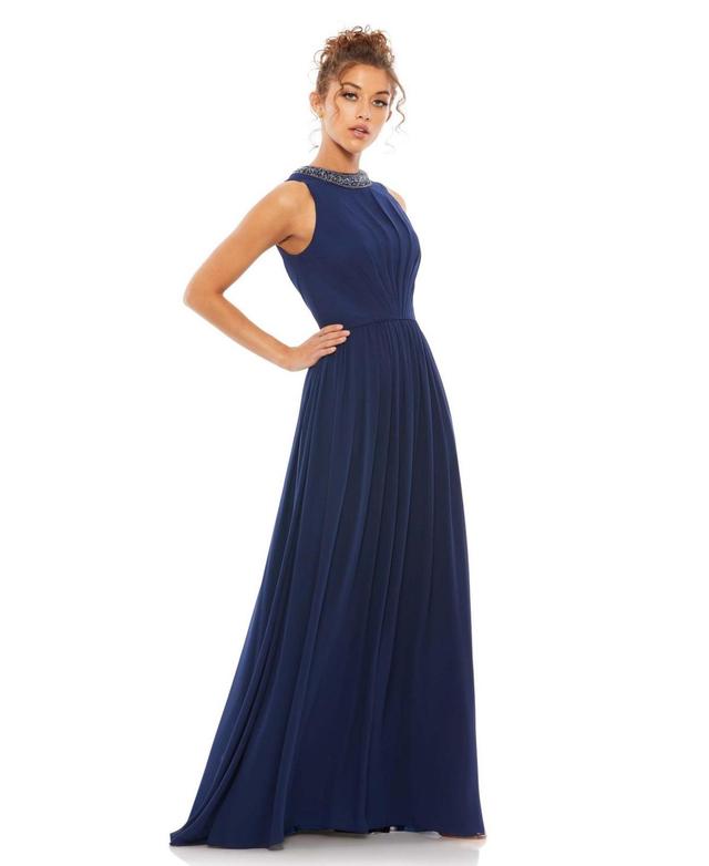 Womens Ieena Bejeweled Neckline Pleated Chiffon Gown Product Image