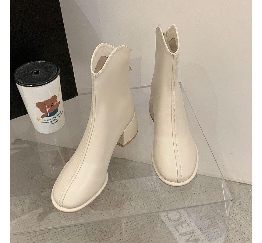 Faux Leather Chunky Heel Short Boots product image