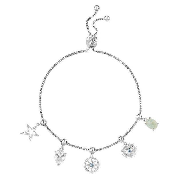 Brilliance Silver Plated Charm Bracelet, Womens Silver Tone Teamcolor Product Image